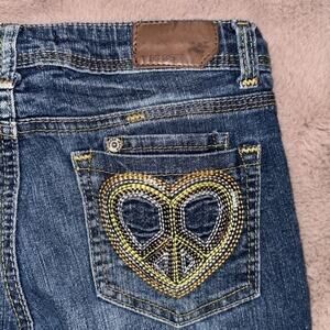 Adorable Vigoss Girls Jeans with Embroidered Peace Hearts on the Pockets Size 12